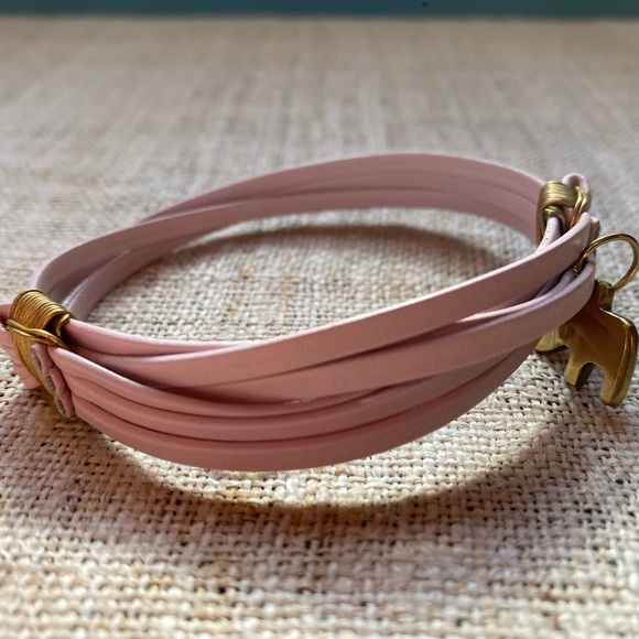 Mille Collines Pink Leather and Brass Elephant Bracelet — EUC - Picture 5 of 6